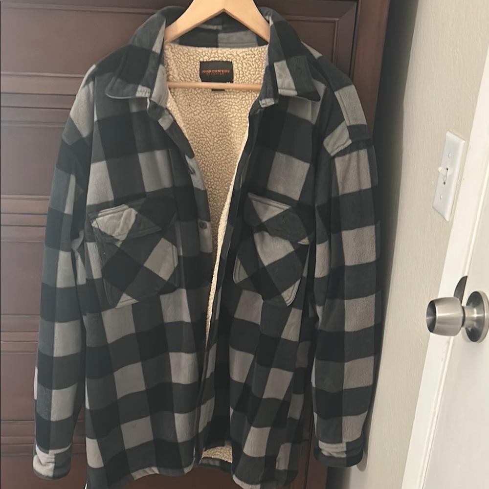 Men's Black and Gray Checkered Jacket